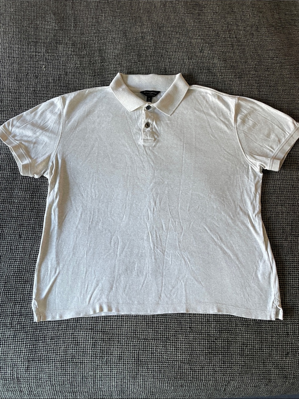 Banana Republic Cream/Gray Men's Polo Shirt